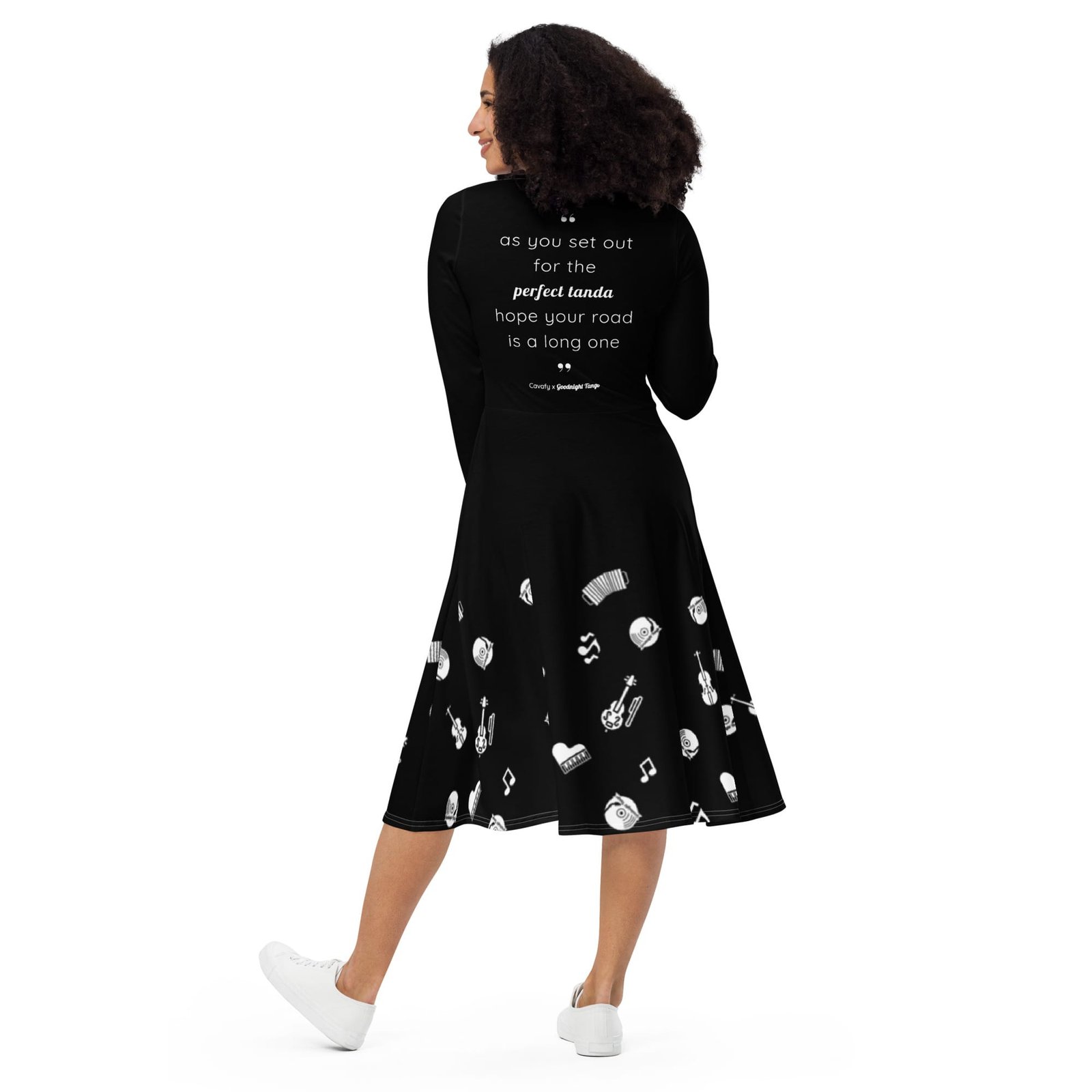 Cavafy All-over print long sleeve midi dress