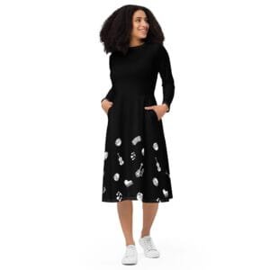 Miles Davis All-over print long sleeve midi dress