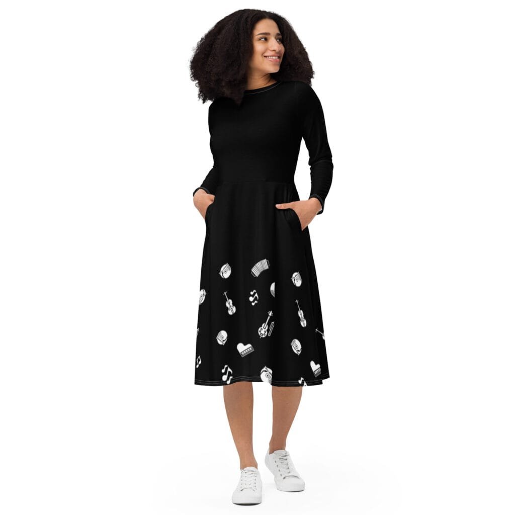 Cavafy All-over print long sleeve midi dress